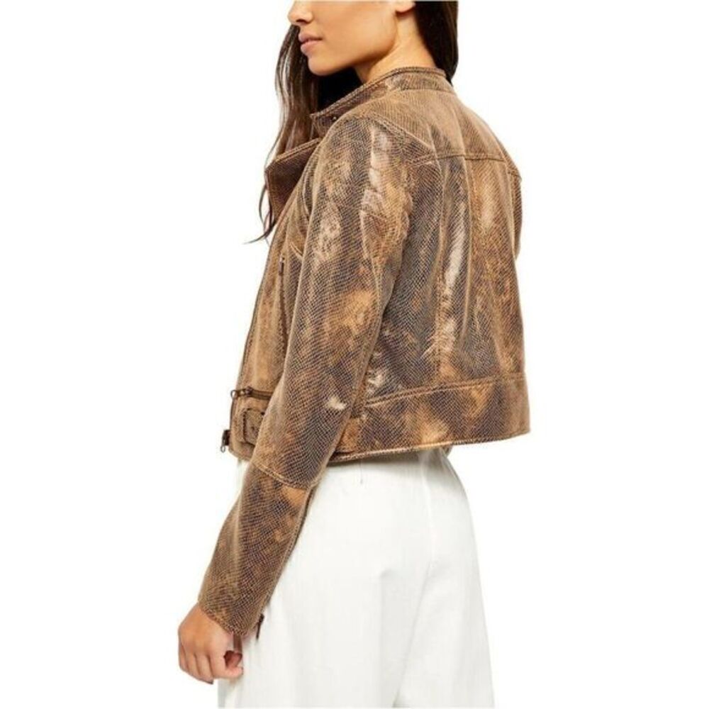 Free People NEW Faux Vegan-Leather Moto Jacket XS - Picture 2 of 7
